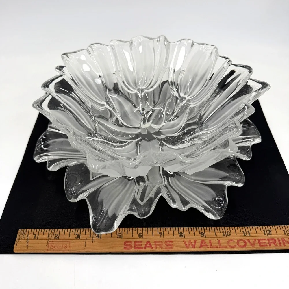 Mikasa Tulip Crystal Serving Bowl & Platter Set Clear Frosted Glass‎ Excellent